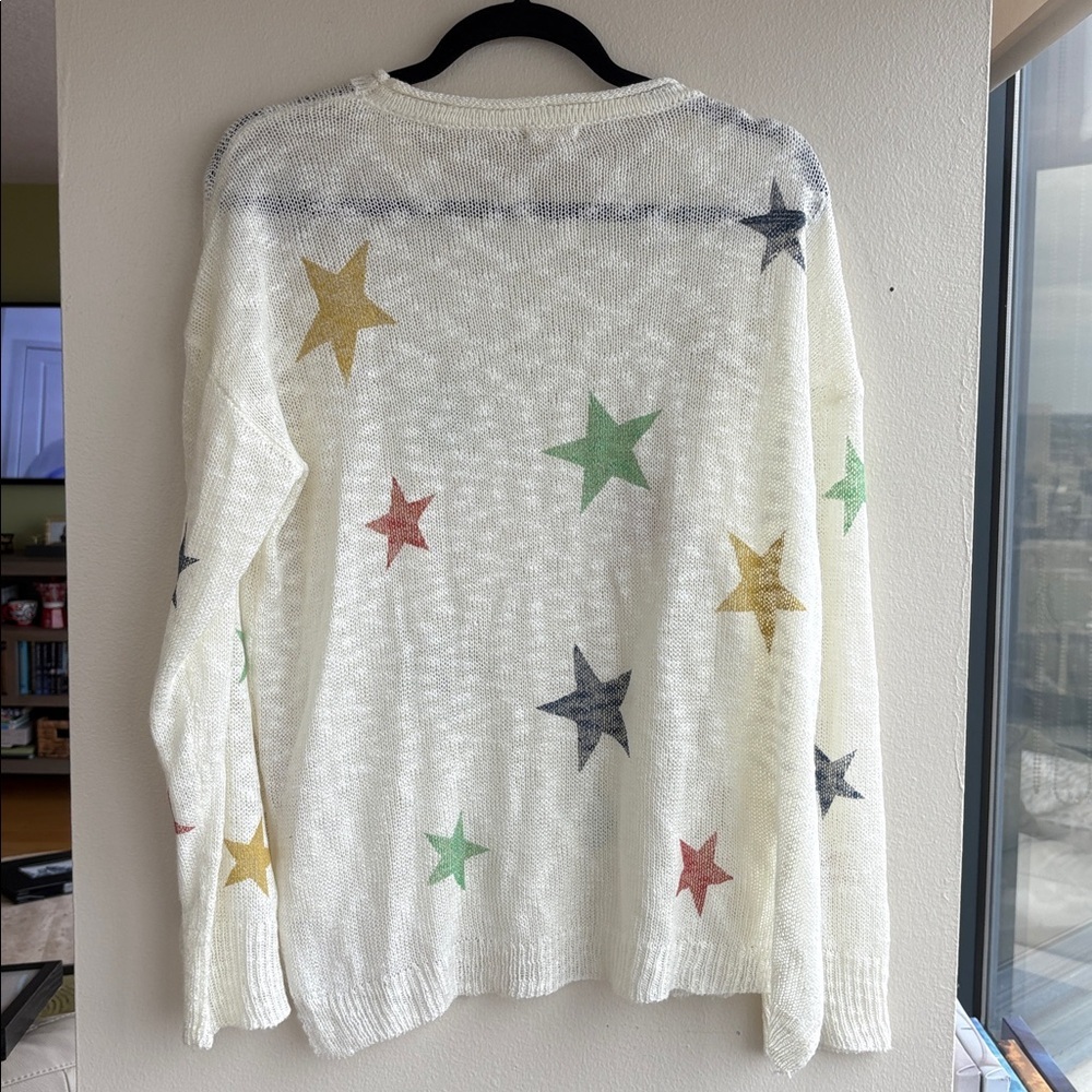 hem & Thread Star Patterned Cream Sweater - Picture 3 of 4